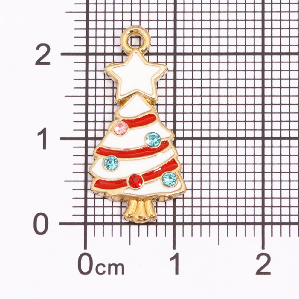 12 Stile Emaille Weihnachten Schneeflocke Weihnachtsbaum Legierung Anhänger Charm für Schmuck handgemachte DIY Zubehör Halskette – Detail 6