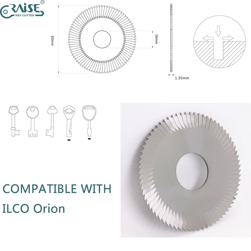 

Ilco Orion Y2K Mortice Key Machine Side Milling Cutter in Carbide 63x1.35x16mm Locksmith Tools Replacement