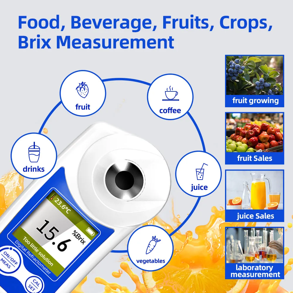 New Digital Brix Refractometer Range 0-55% Accurancy ±0.2% Brix Tester Brix Meter for Drinks Fruit Juice and Sugary Liquid Test