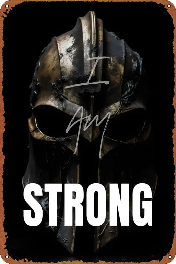 I Am Strong Spartan Poster Self-Improvement Posters Vintage Tin Sign Unique Metal Wall Decor for Home, Bar, Diner, Pub, 8 x sign