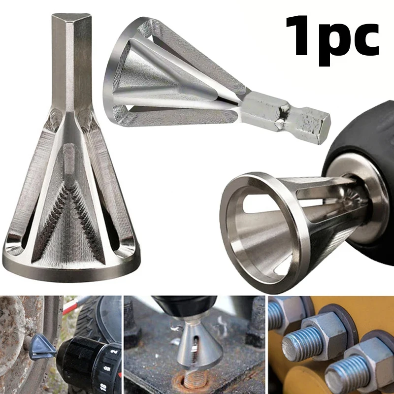 

1 шт., инструмент для снятия заусенцев с внешней фаски, сверло из нержавеющей стали для удаления заусенцев, сверло для шлифования угла, обрезки металла, ремонт винта для удаления заусенцев