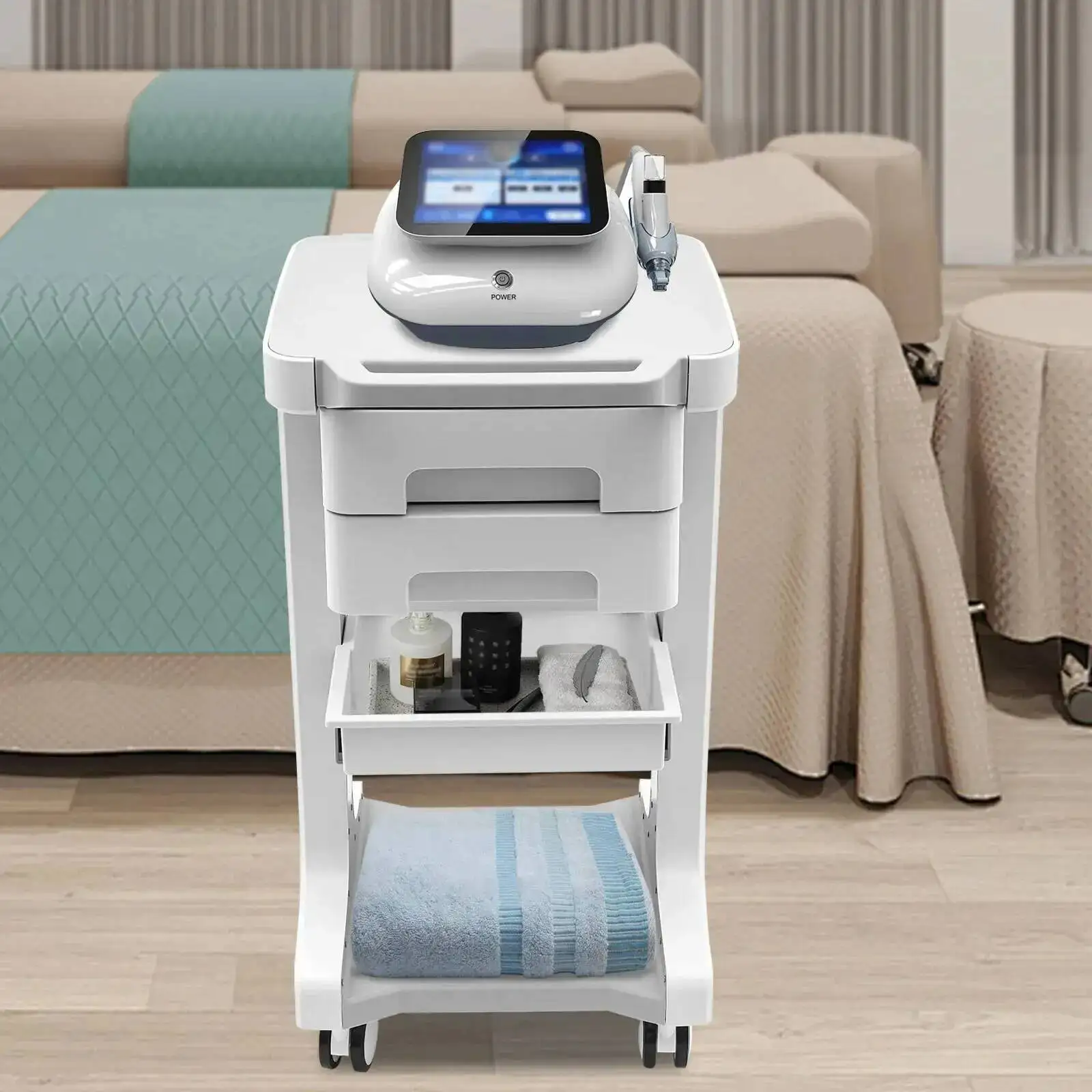 Layers 3 ABS Trolley With 2 Drawers Mobile Medical Beauty Salon Storage Roller Cart Salon Carrello Portaoggetti Salon Trolley