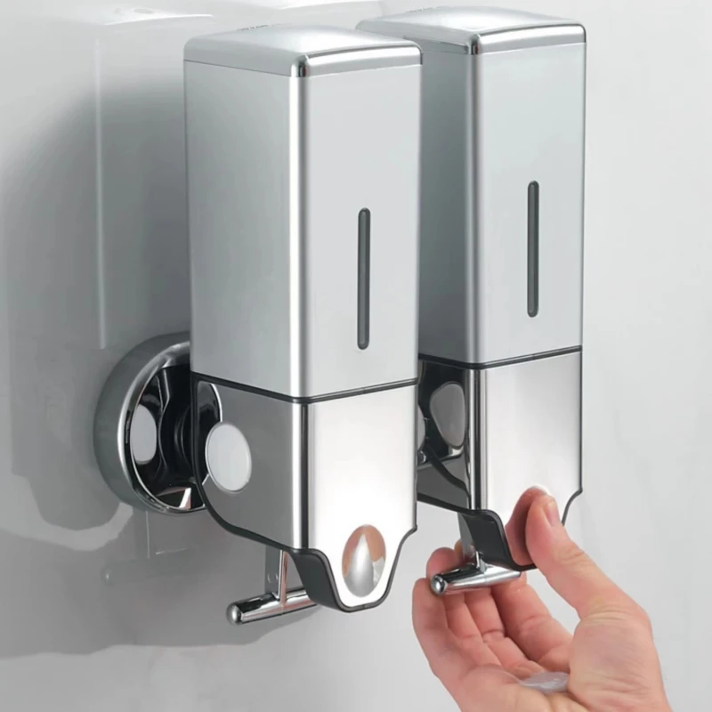 

1pcs Plastic Silver Double Shampoo and Body Wash Dispenser with Press Type