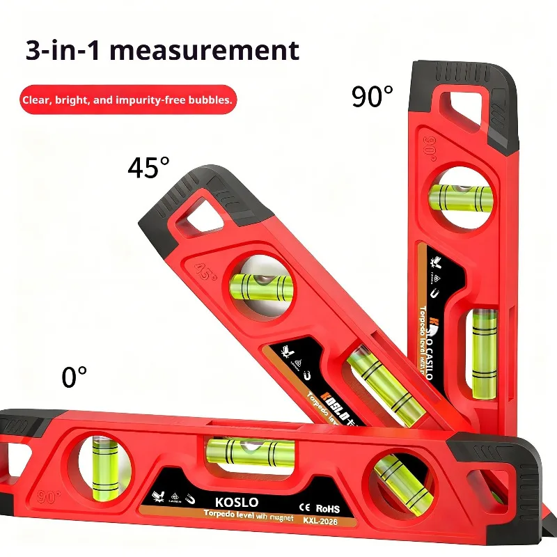 3 Bubble Spirit Level, Magnetic Leveling Tool, Shockproof Mini Inclinometer Ruler, Horizontal Gauge for Carpentry DIY, Aligner