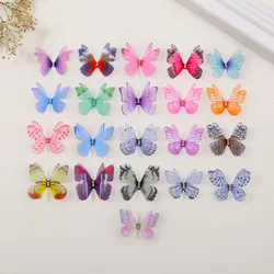 4.5cm 100pcs Double Layered Dimensional Gauze Mesh Butterfly Dreamy DIY Bride Hair Accessories Headwear Materia Nail Decoration