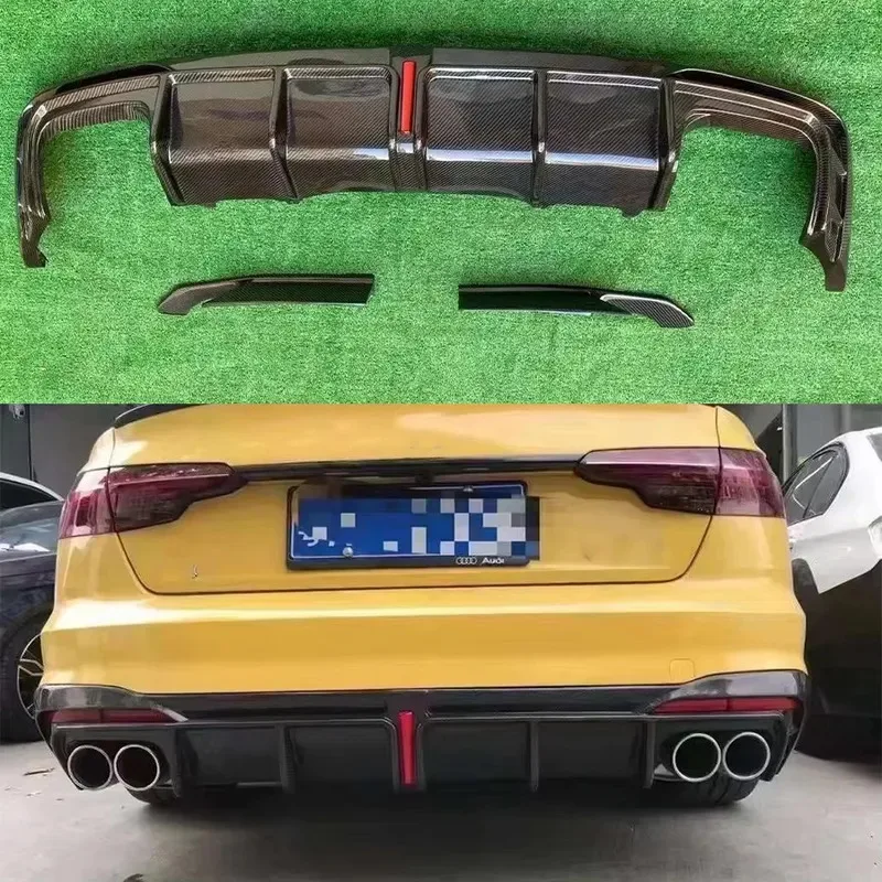 

For Audi A4L A4 S4 B10 2020+ Carbon Fiber Car Rear Bumper Diffuser Rear Splitters Spoiler Back lip Upgrade body kit