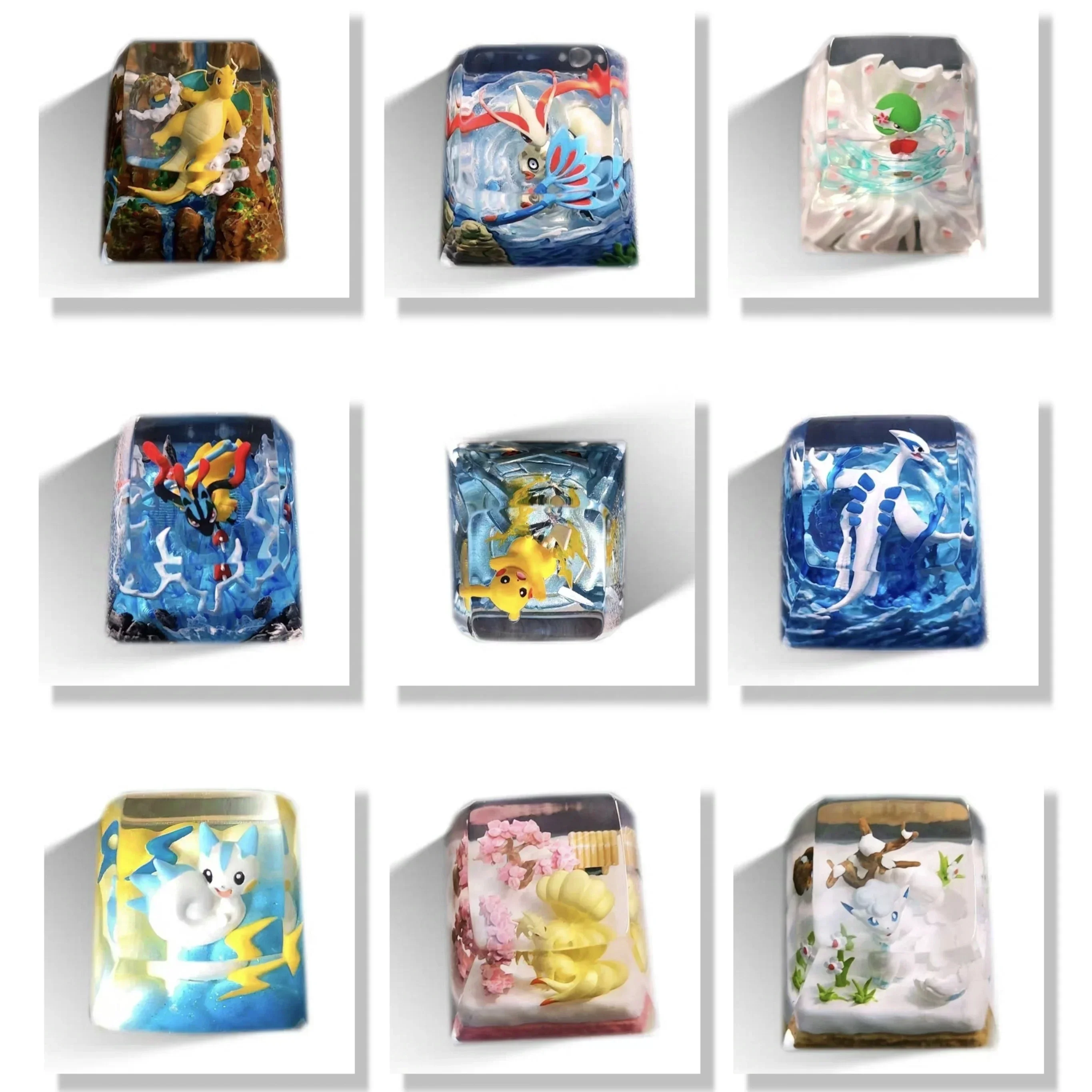 

PTCG Pokemon Keycap Articuno Lugia Dragonite Milotic Gengar Механическая клавиатура Смола Прозрачная стереоскопическая клавиатура No 9