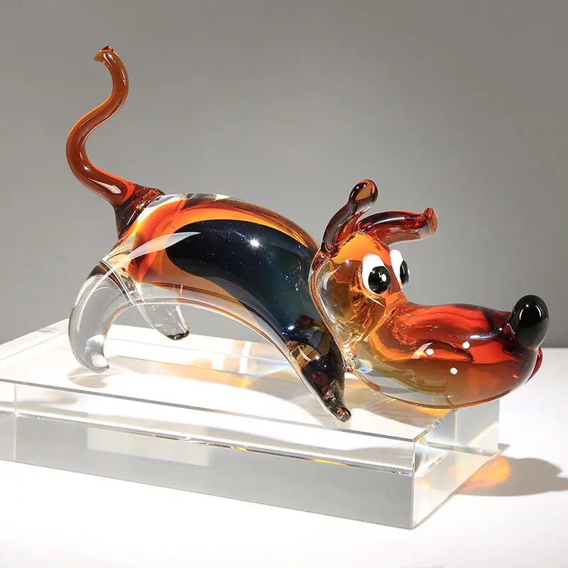 Nordic Swan Dog Animal Sculpture Elk Horse Modern Deer Elephant Cattle Statue Home Murano Glass Decoration