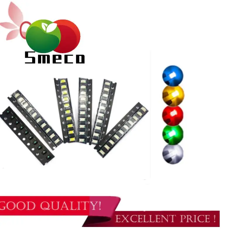 

500 pieces 0603 LED lamp beads highlight red, yellow, green, blue, white and orange 1608 SMD light-emitting tube diodes