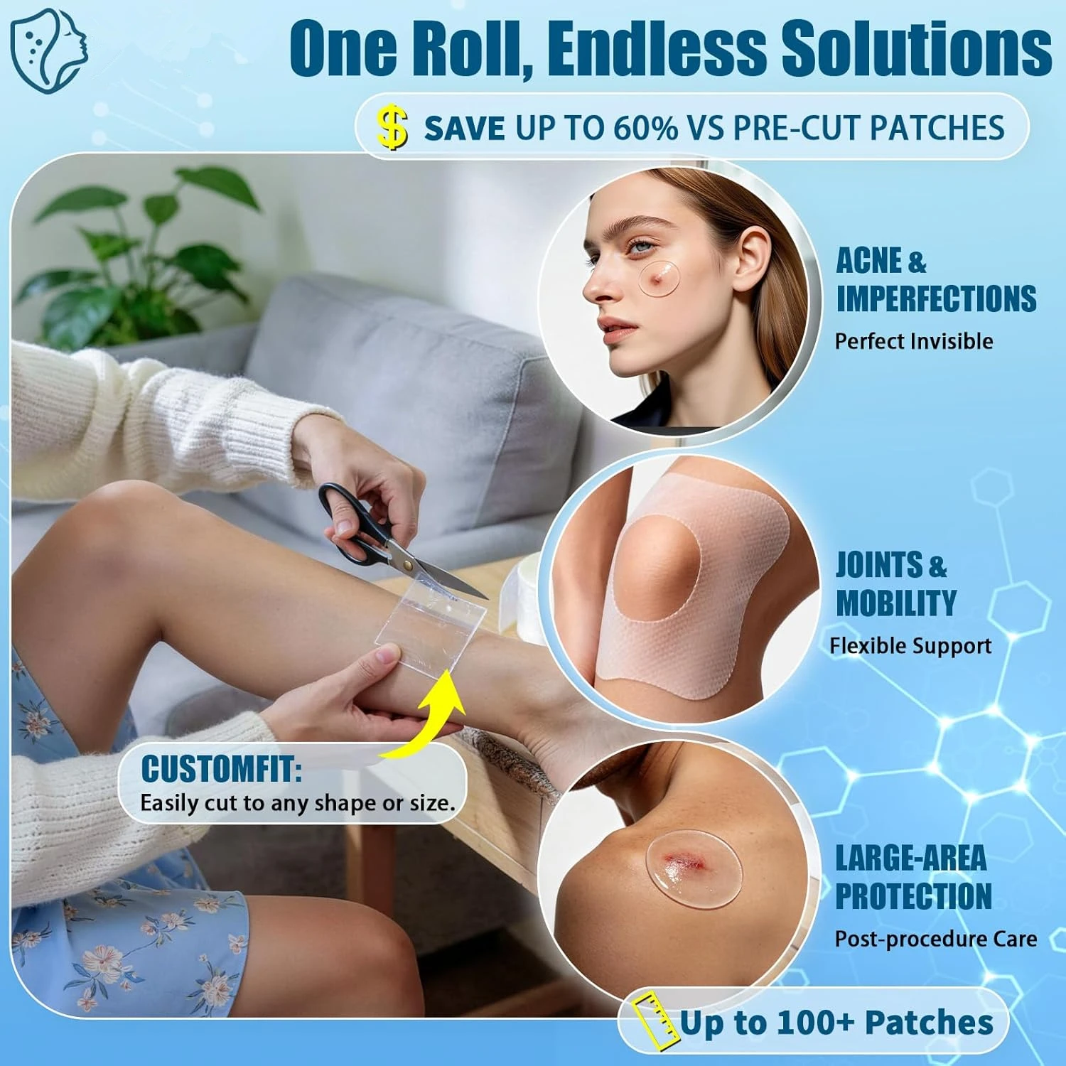 Hydrocolloid Bandages Wound Care Medical Grade Hydrocolloid Roll Self Adhesive Ultra Absorbent Flexible Waterproof First Aid Kit view 5