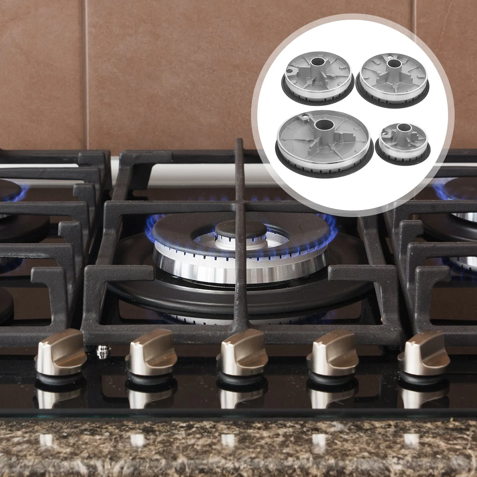 

1Set Gas Stove Burner Head Sturdy Construction Universal Gas Burner Cap Replacement Kitchen Stove Parts Smooth Surface Easy