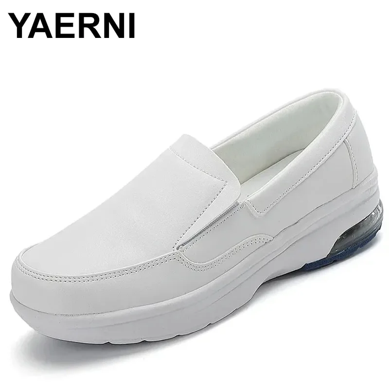 Women's Lightweight Comfort Slip Resistant Nursing Shoes Brand PU Women Flat Shoes Nurse Hospital Work White Shoes Size 35-42