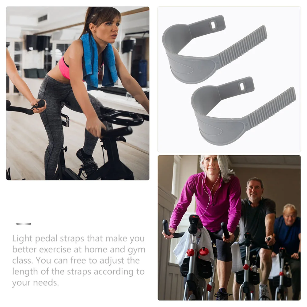 2Pairs Adjustable Cycling Pedal Straps Rubber Bike Footrest Belts Portable Exercise Gym Training Bike Accessories