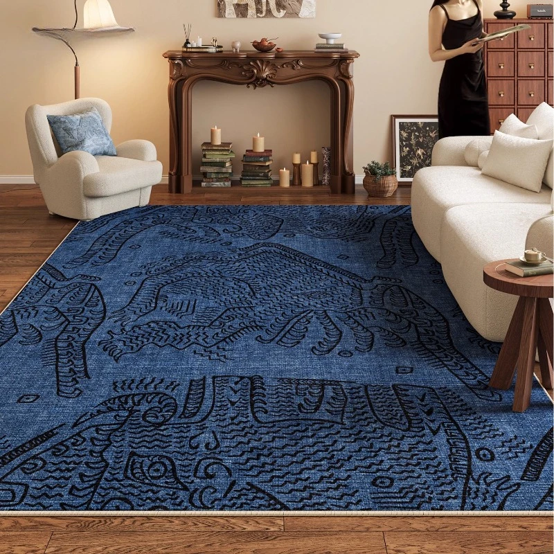 

Nationality Style Carpets for Living Room Light Luxury Bedroom Decor Large Carpet Washable Lounge Floor Mat Anti-slip Study Rug