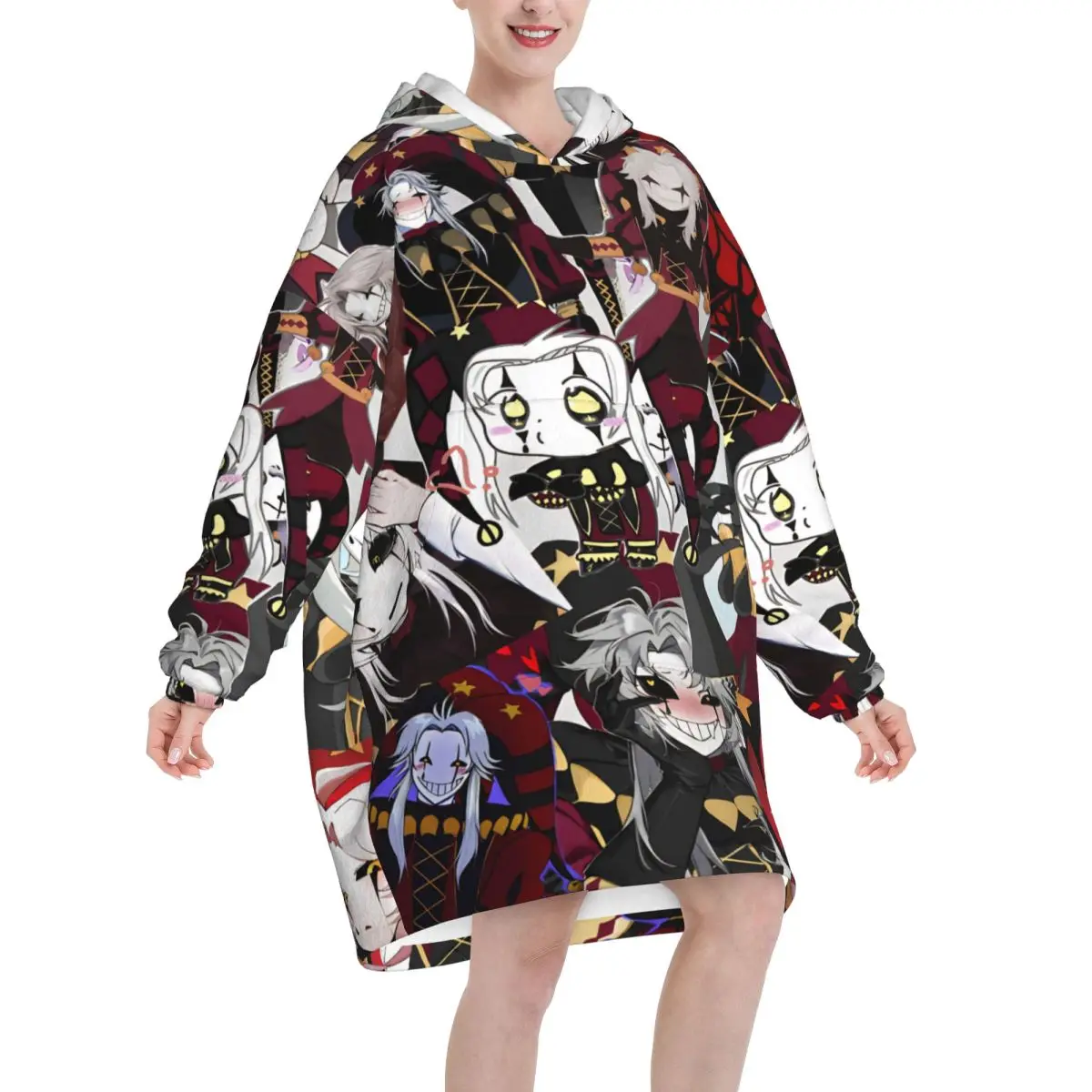 Pierrots The Freak Circus Blanket Hoodie Wearable Blanket Oversize with Pocket Warm Sleeping Bag Soft Cozy Onesie