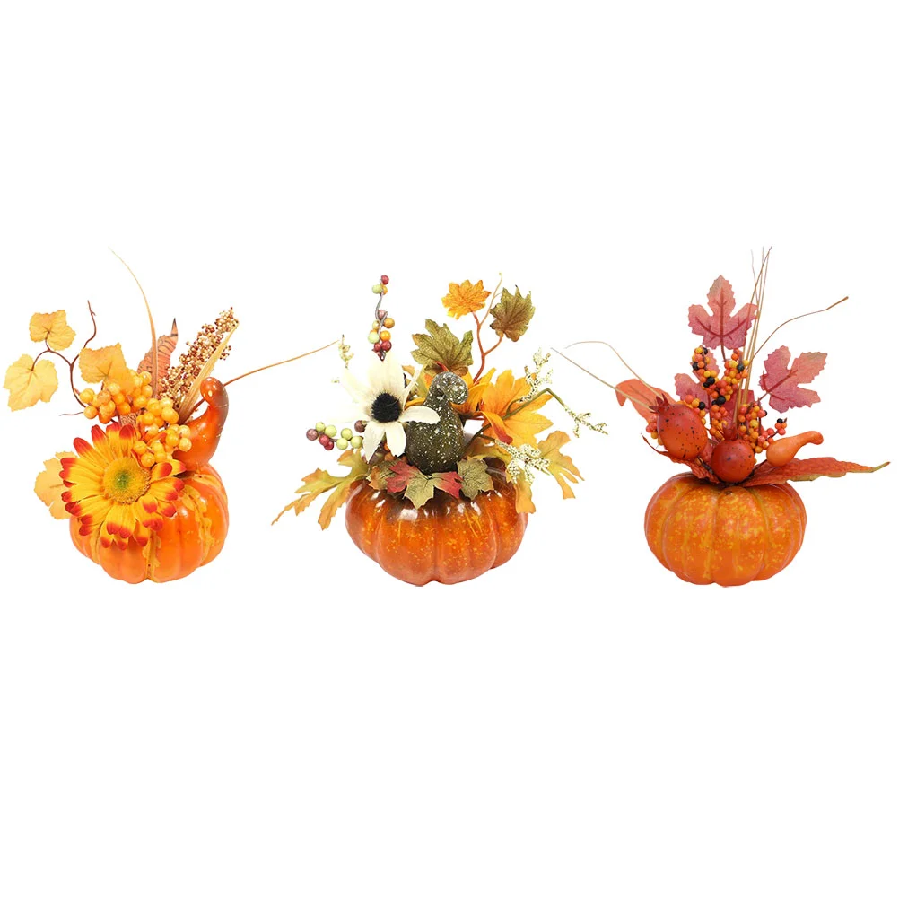 

3 Pcs Foam Pumpkin Ornament Decor Artificial Decoration Halloween Centerpiece Model Simulation