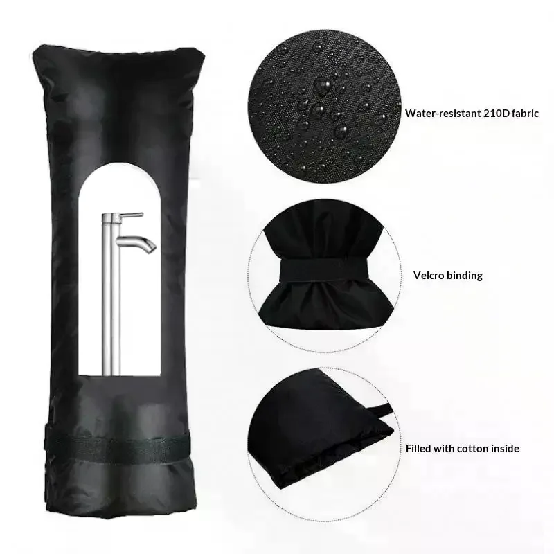 Winter Faucet Cover in Black Outdoor Water Faucet Freeze Protection; Reusable and Waterproof Garden Tap Insulation Protector