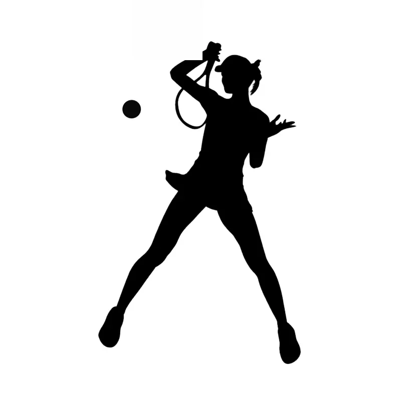 Car Stickers Funny Female Tennis Player Sports Fitness PVC Car Stickers Waterproof Cover Scratch Black/white, 14cm*9cm