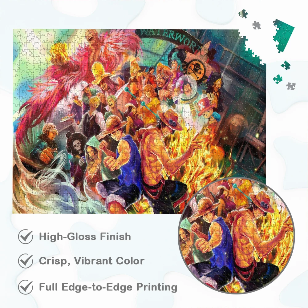 One Piece Chibi Monkey D. Luffy Jigsaw Puzzles Celebrate the Pirate Age Games and Puzzles Cute Cartoon Educational Toys for Kids