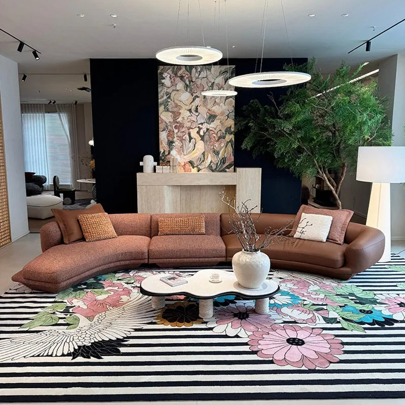 2026 new fabric sofa curved high-end villa special-shaped corner combination living room Internet celebrity sofa