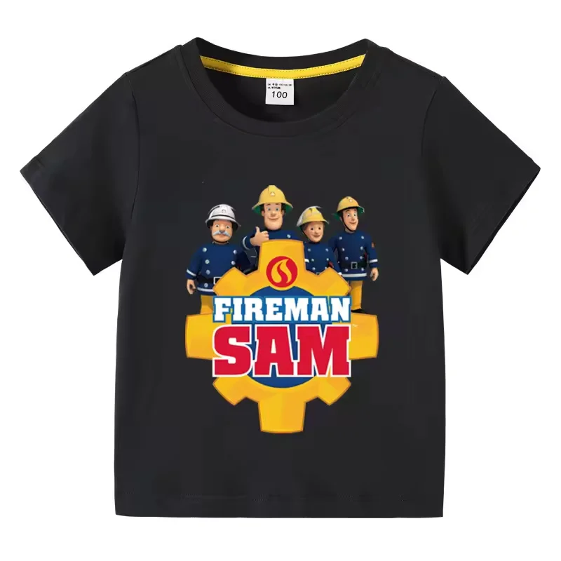 Lustiges T-Shirt mit Cartoon-Motiv von Feuerwehrmann Sam für Kinder, Sommer, 3 bis 10 Jahre, Oberteile für Mädchen und Jungen, tolles Freizeit-T-Shirt. – Detail 5