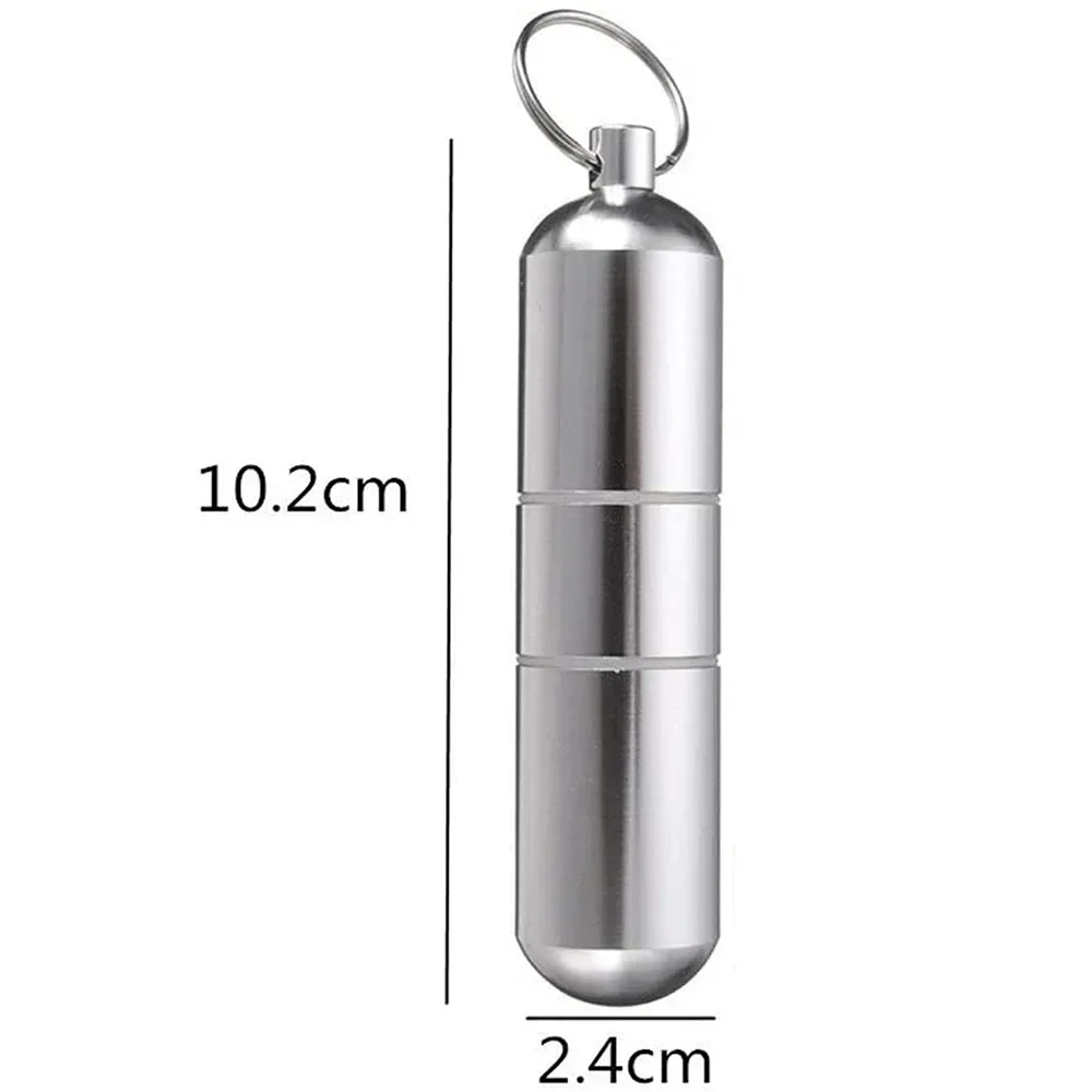 Waterproof Aluminum Pill Box Case Bottle Cache Drug Holder for Traveling Camping Container Keychain Medicine Box Health Care