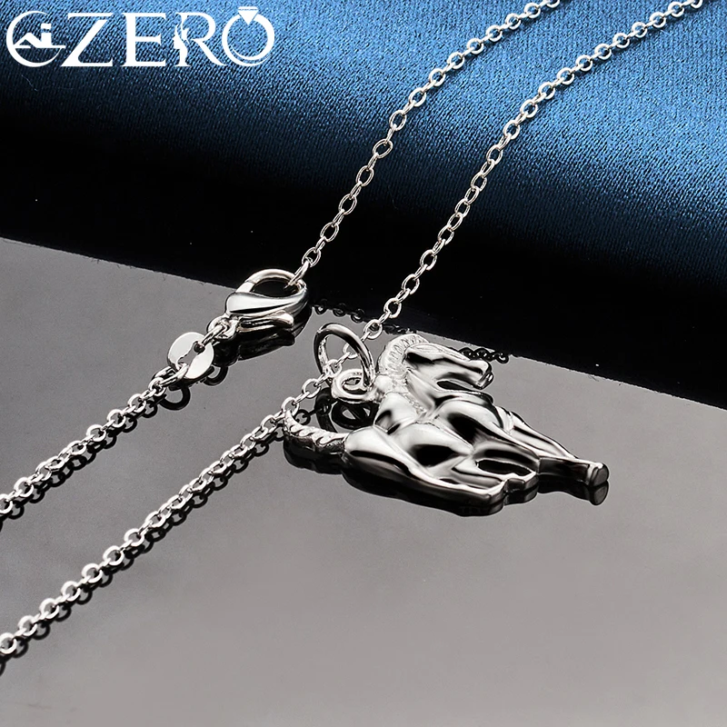 ALIZERO 925 Sterling Silver Horse Pendant Necklace 16-30 Inch Chain For Man Woman Fashion Charm Wedding Party Jewelry Gifts