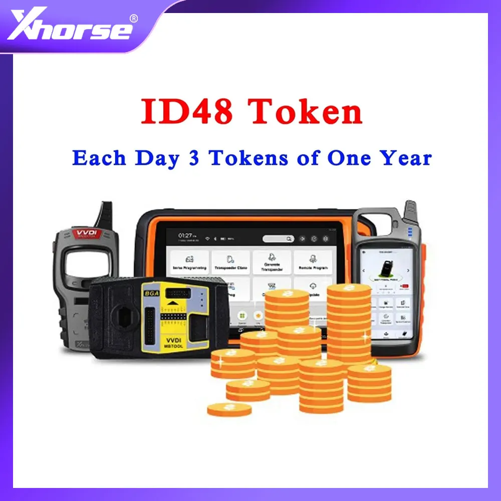 

Xhorse ID48 Token 96bit ID48 Clone for VVDI2/VVDI MINI/Key Tool MAX/Key Tool Plus Each Day 3 Tokens for One Year