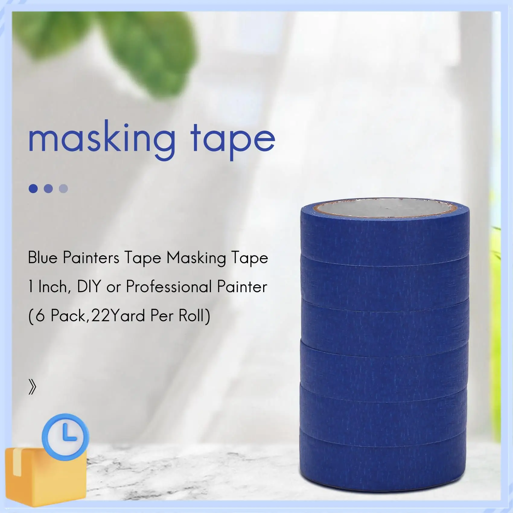 인기 있는 파란색 페인터 테이프 마스킹 테이프 1인치, DIY 또는 전문 페인터(6팩, 롤당 22야드)