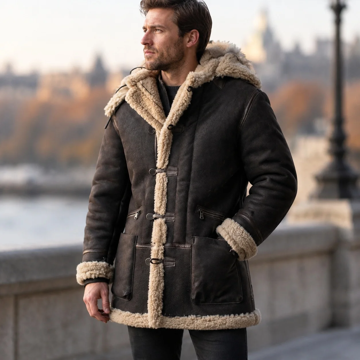 Hooded Not Hooded Coat Fitted Commuter Style with Zipper Front Fitted Zippered Jacket Long Sleeves Casual Autumn Jacket for Men