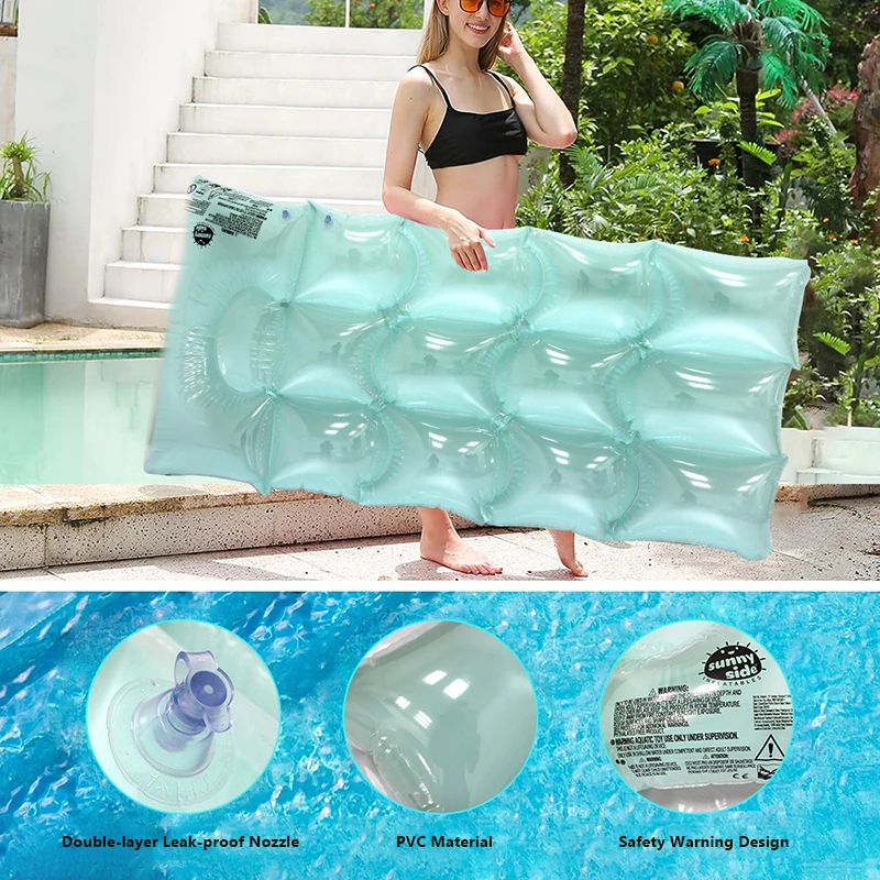 حمام سباحة قابل للنفخ يطفو مقاسات الكبار 4 ألوان أرجوحة مائية شفافة كرسي صالة عائم لحمام السباحة على الشاطئ