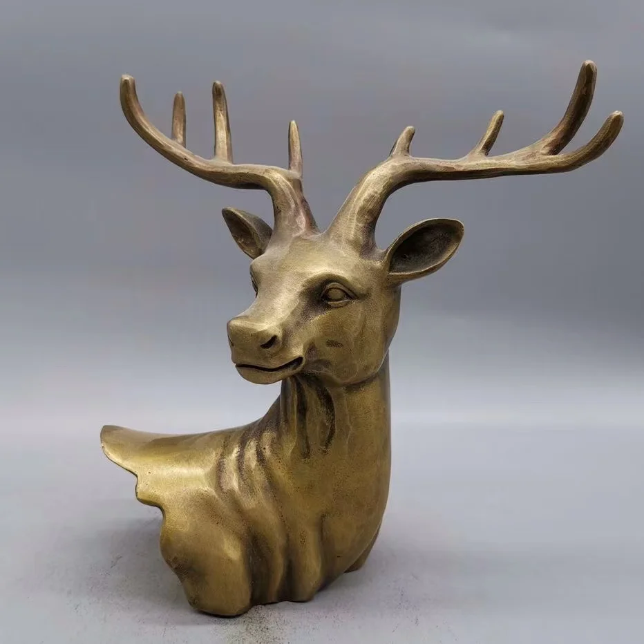 

Collectable old copper deer head statues,Free shipping