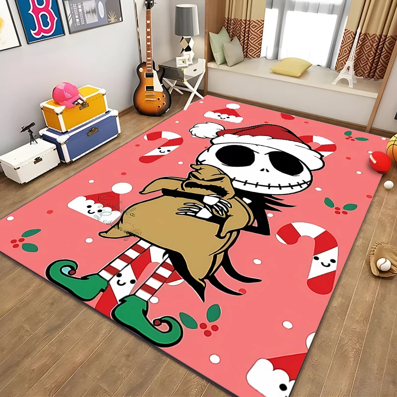 Disney The Nightmare Before Christmas Jack Skellington Pattern Anime Carpets for Girl Room Floor Mat Home Decor Non-Slip Rug