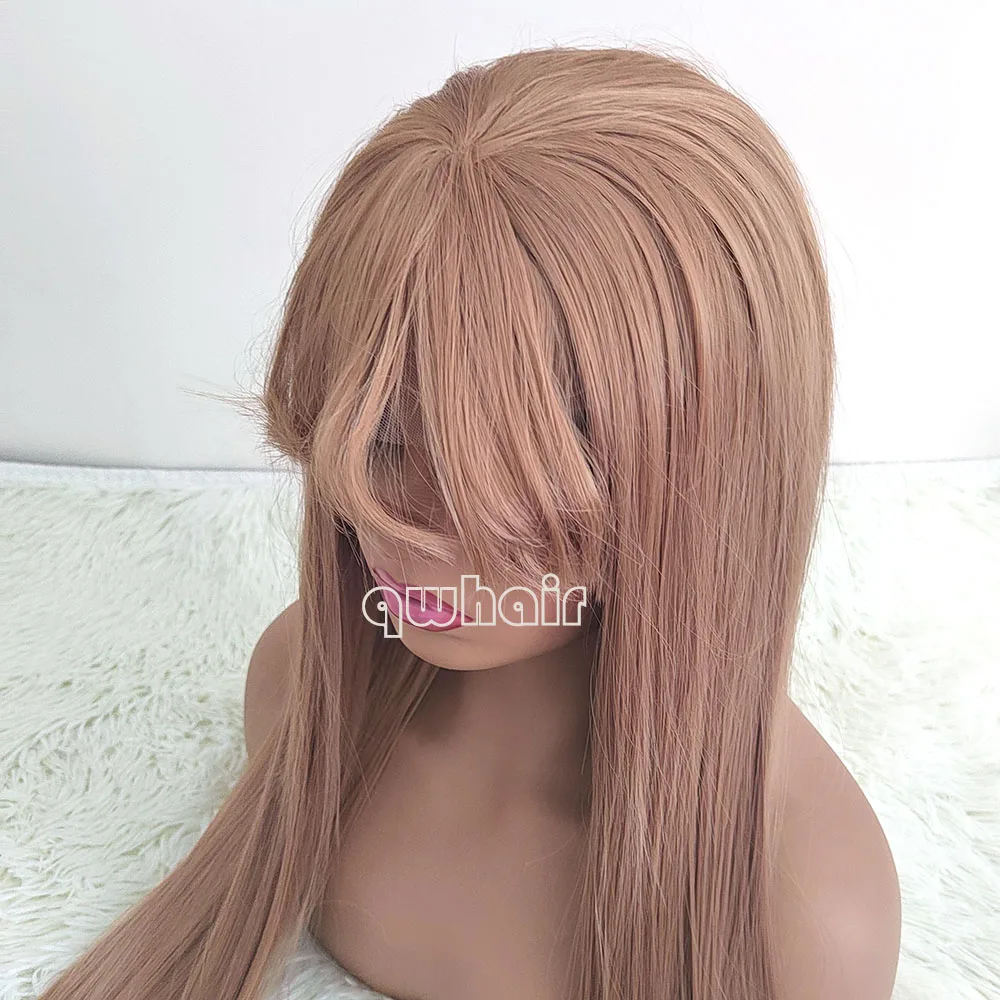 QW Synthetic Hair Straight Bnags Fringe Lace Front Wigs for Women  Frontal Wigs  Glueless Heat Resistant Fiber Party Cosplay