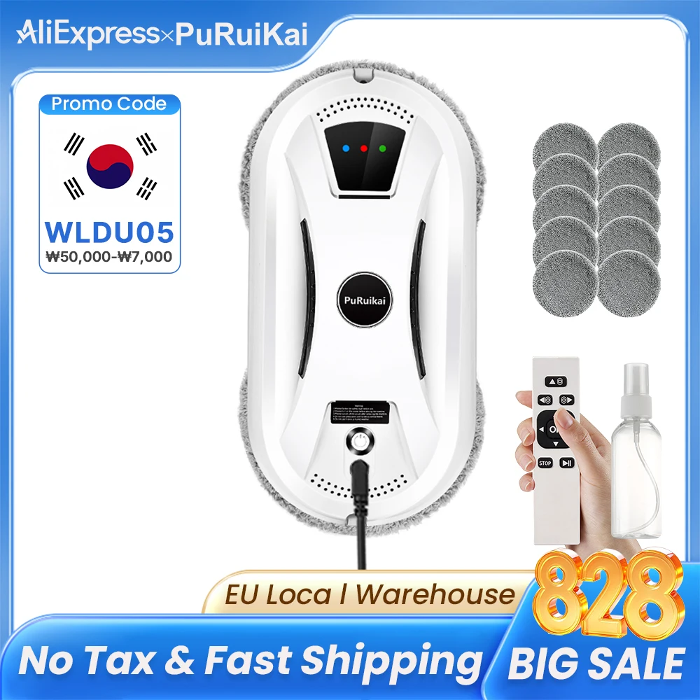 PuRuiKai Ultra Thin Robot Vacuum Cleaner Window Cleaning Robot Window Cleaner Electric Glass Remote Control for Home