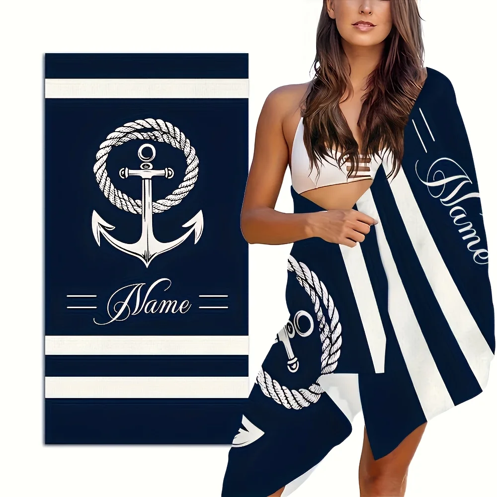 Personalized Beach Towel Custom Name/Logo Microfiber Towel Thin Quick Dry Absorbent for Beach Swimming Yoga Bath Sports