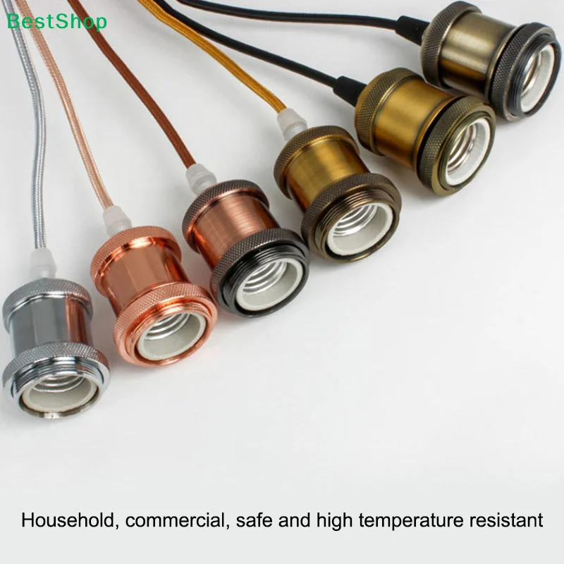 

♥Retro Ceramic Lamp Holder Pendant Light Kit - Industrial Style E27 Socket with Colorful Cord for Home/Bar Decor