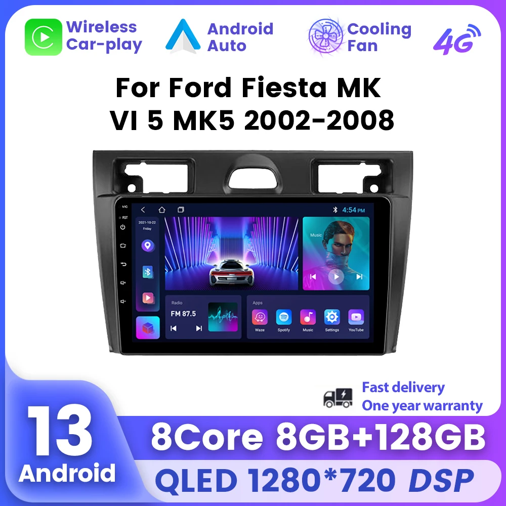 Android OS Carplay For Ford Fiesta Mk VI 5 Mk5 2002 - 2008 Car Radio Multimedia Player GPS Navigation Stereo 4G WIFI QLED Screen