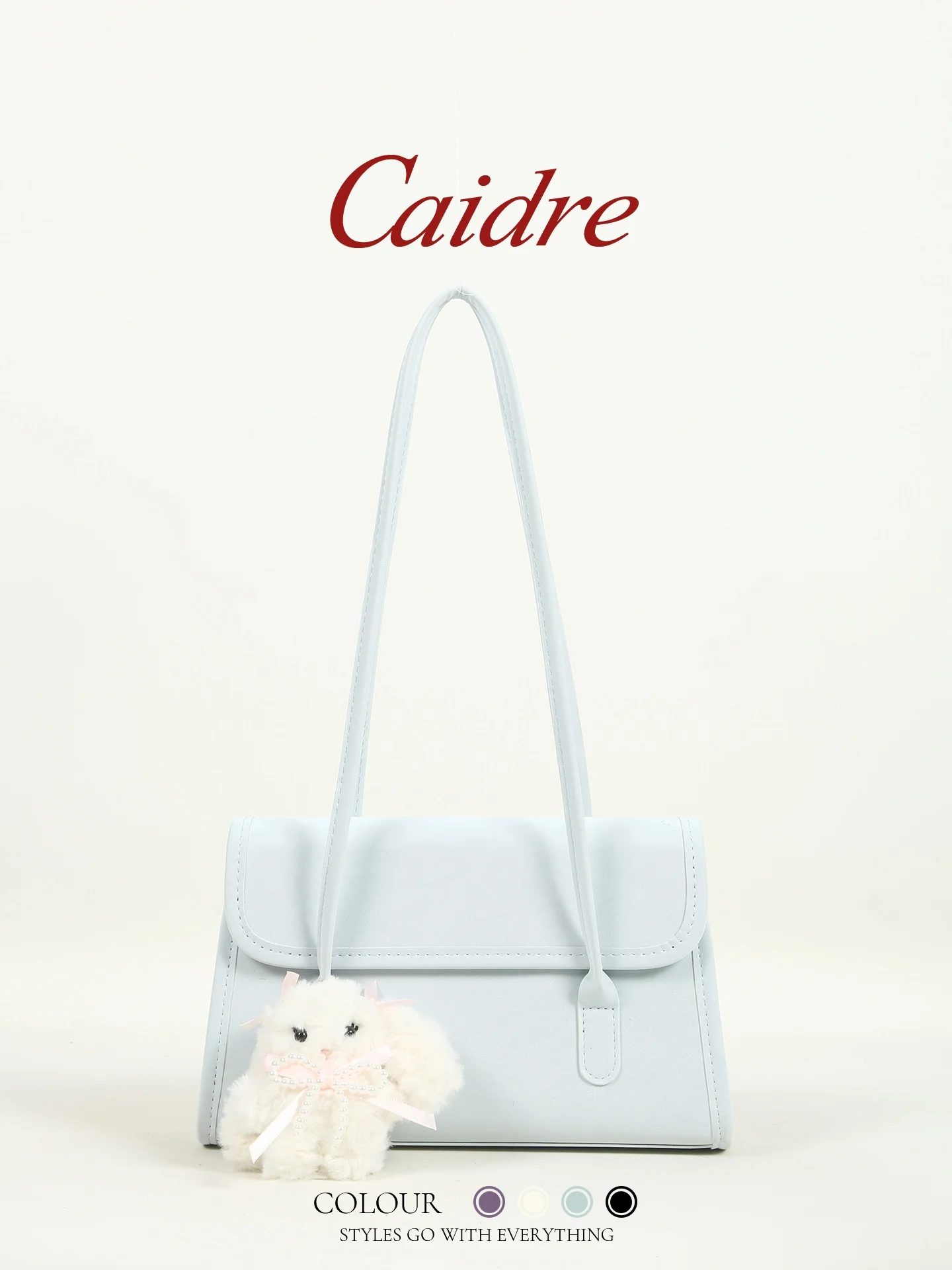 

Caidre Commuter Underarm Bag Women's 2026 New Cute Handbag French Bread Single Shoulder Bag Korean Style Pure Color PU Leather