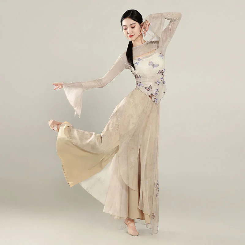 Classical dance ink and wash butterfly body rhythm elegant gauze dress Chinese dance classical dance training clothes performanc