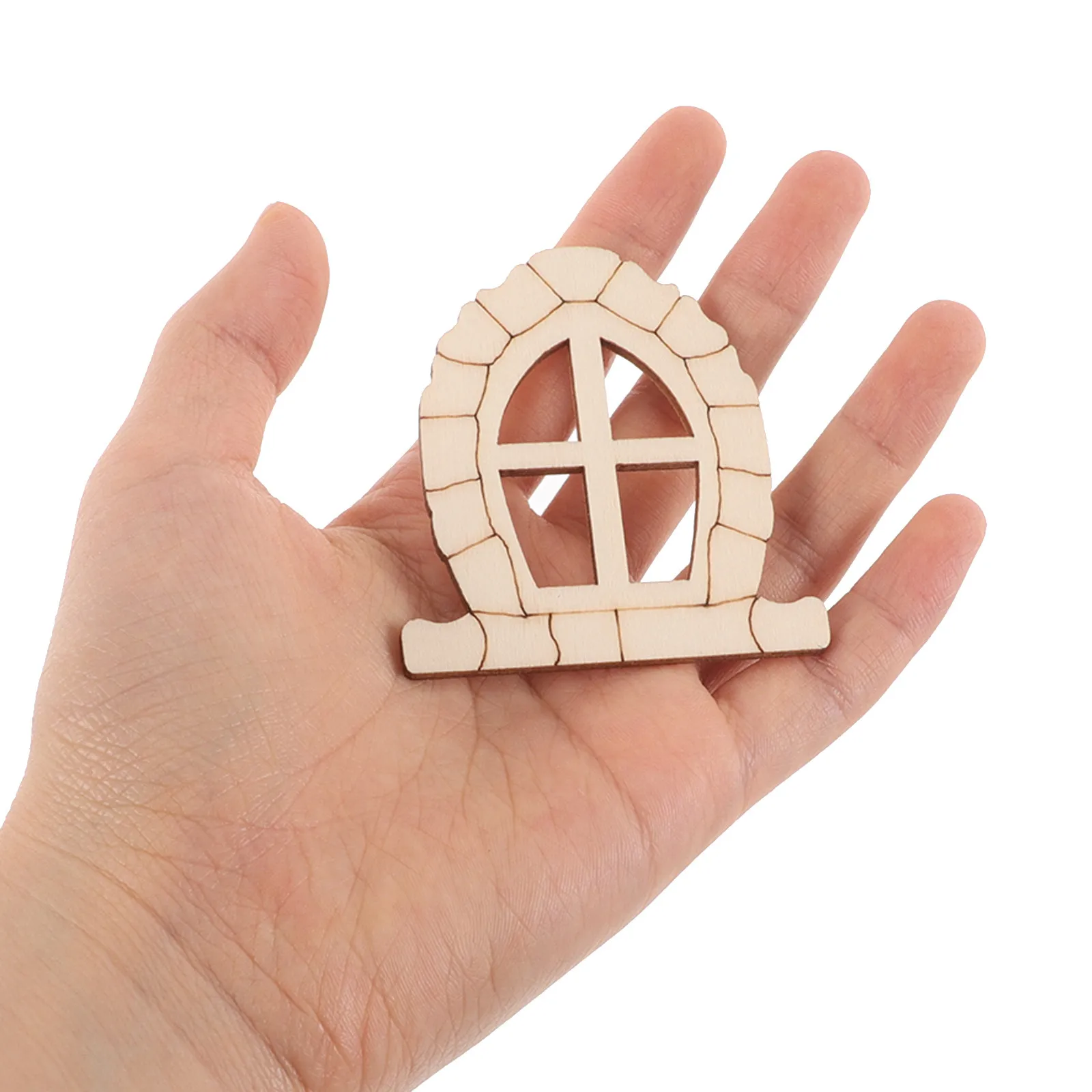 

50 шт. миниатюрных деревянных дверей и окон для фей, необработанные, из натурального дерева, аксессуары для рукоделия, украшение для сада, набор для творчества своими руками