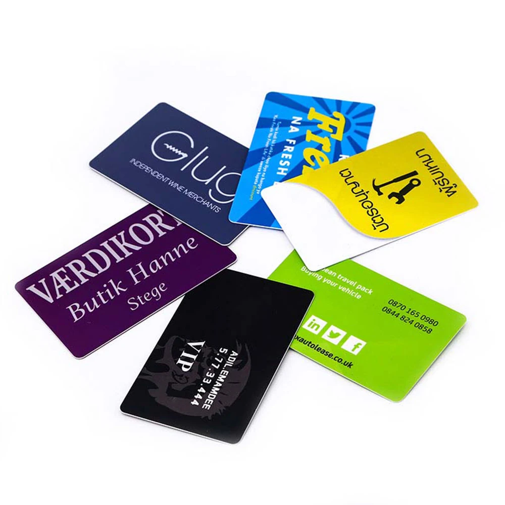 Tarjetas de visita de PVC personalizadas, tarjeta de visita redonda de Instagram, Cornor para oficina, diseño gratuito, código QR, resistente al