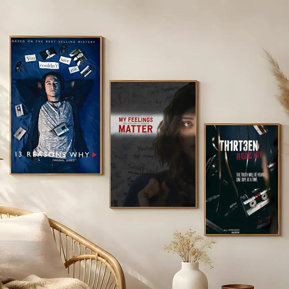 TV Series 13 Reasons Why Poster Poster Self-adhesive Art Waterproof Paper Sticker Coffee House Bar Room Wall Decor