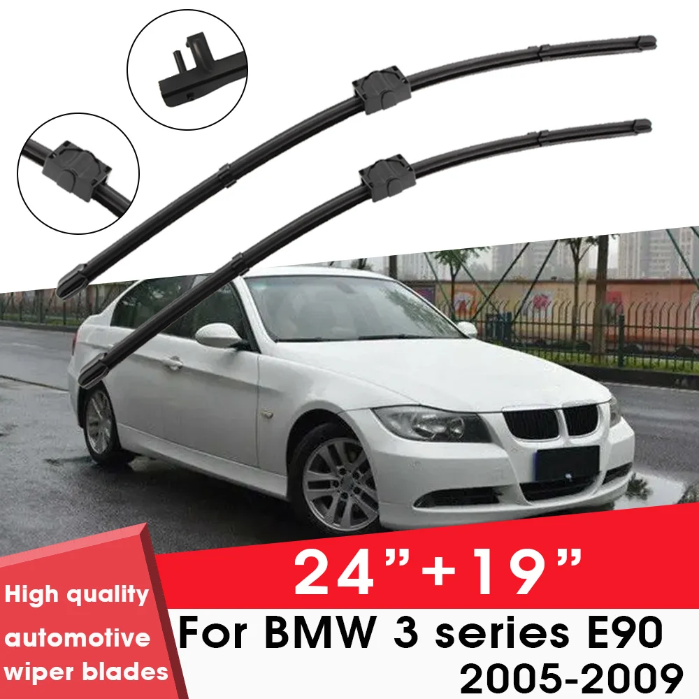 

Car Wiper Blade Blades For BMW 3 series E90 2005-2009 24"+ 19" Windshield Windscreen Clean Naturl Rubber Cars Wipers Accessories