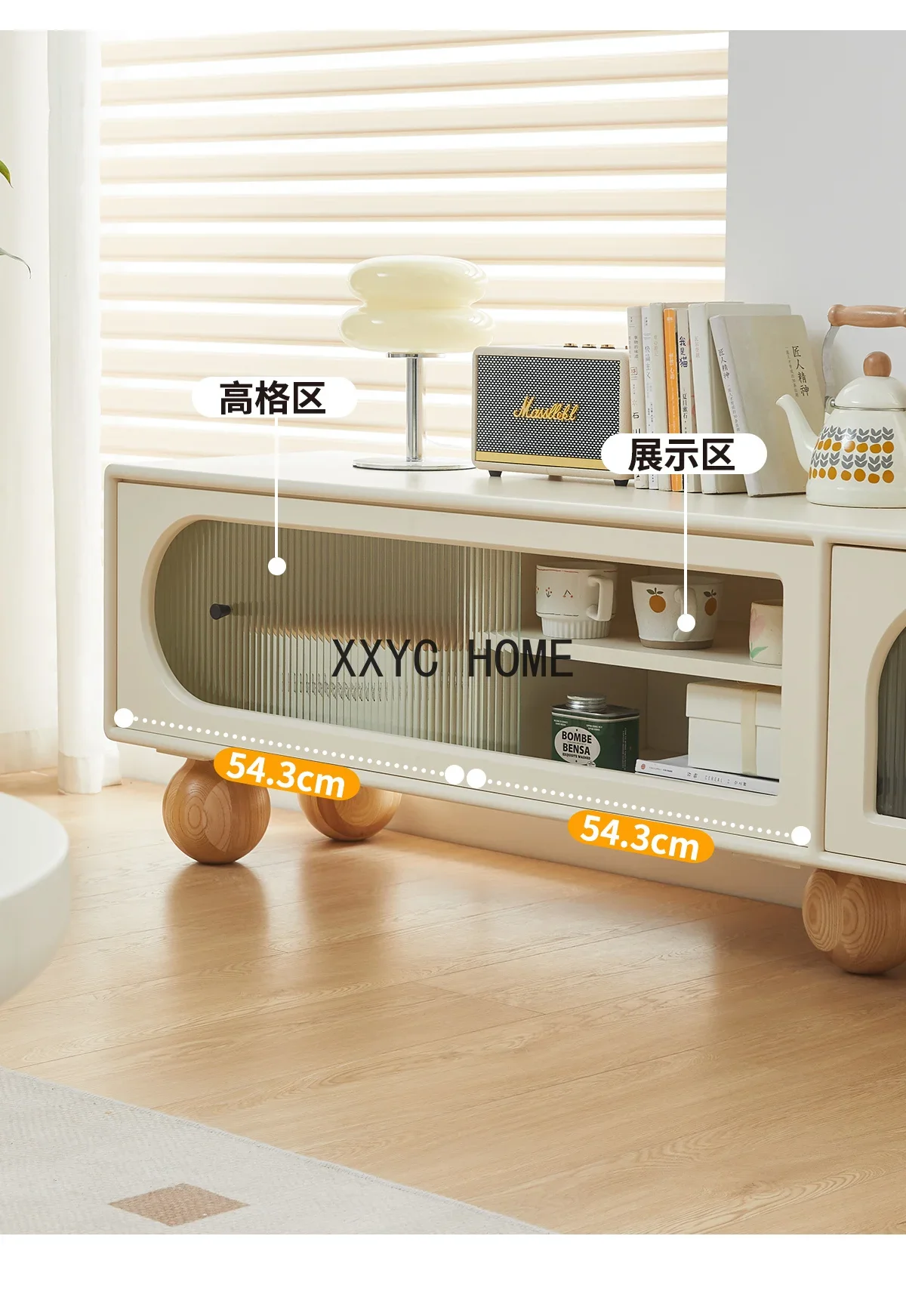 Italian Minimalist Solid Wood TV Cabinet Floor Cabinet Living Room Storage Curio Cabinet Small Apartment