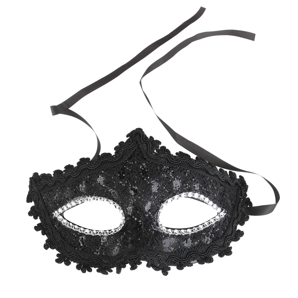 

17Cm*11.5Cm Black Lace Mask With Rhinestones For Halloween Cosplay Masquerade Fancy Dress Costume Party Ball