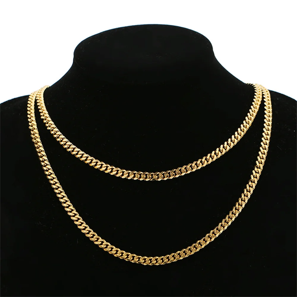 Hip Hop 4mm Curb Cuban Link Ketten Gold Silber Farbe Edelstahl Kette Halsketten Für Männer Frauen Vintage-Schmuck geschenk 2025