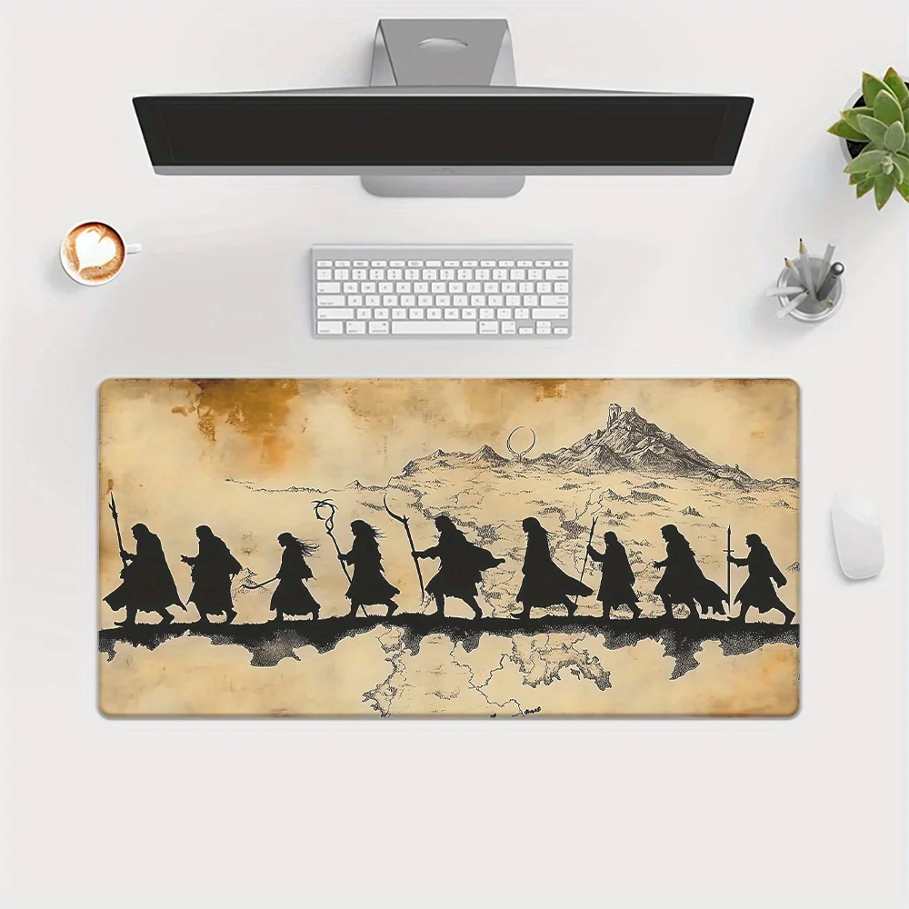 Fellowship Journey Vintage Map Large Gaming Mouse Pad Anti-Slip Rubber Desk Mat for PC Office