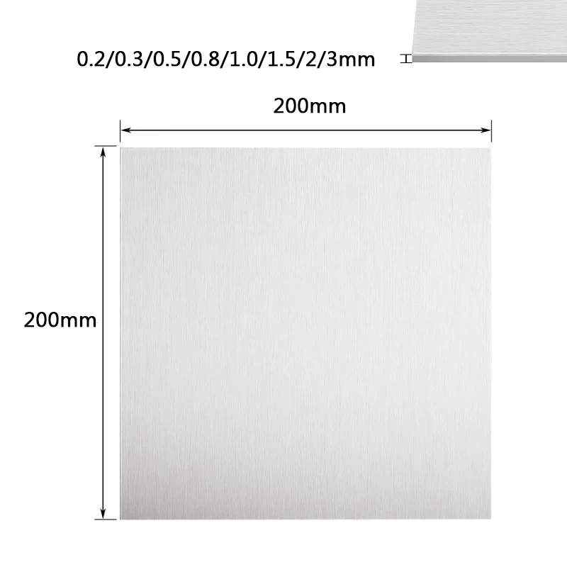 304Stainless Steel Plate 60x60mm 100x100mm 150x150mm 200x200mm 0.1-3mm Thickness Polished Brushed Flat Metal Sheet for Craft DIY