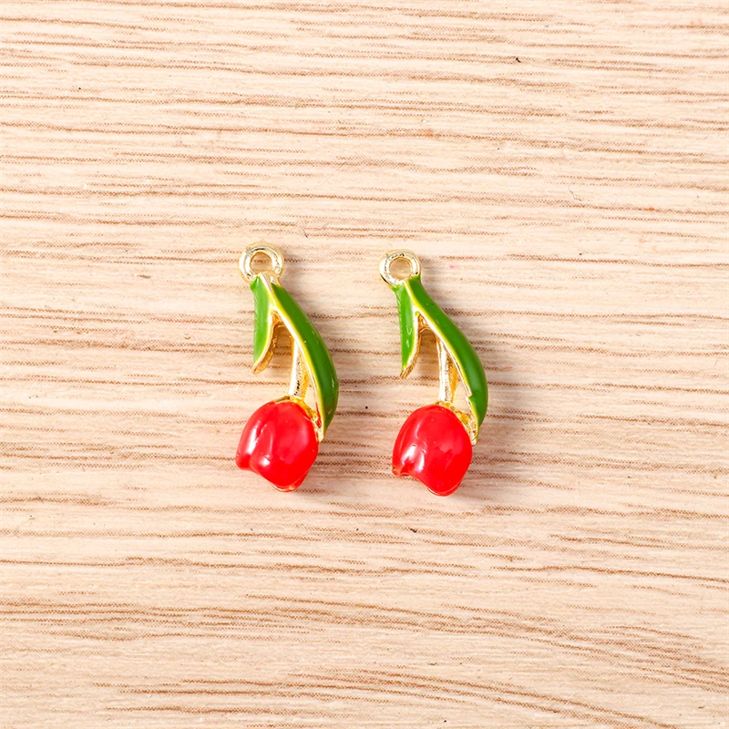 5 Stück 7x17mm Niedliche Bunte Emaille-Tulpenblumen-Anhänger für Schmuckherstellung, Ohrhänger, Halsketten, DIY-Bastelzubehör – Detail 8